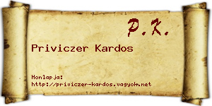 Priviczer Kardos névjegykártya